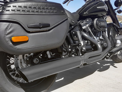 Fat Cat 2-into-1 Exhaust with Straight Muffler - Black. Fits Softail Heritage & Low Rider ST 2018up