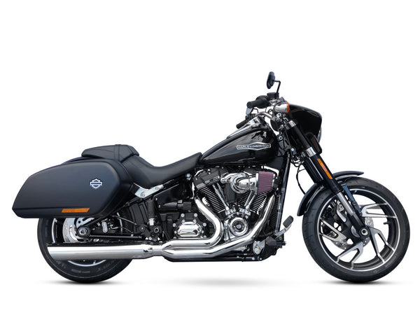 Fat Cat 2-into-1 Exhaust with Straight Muffler - Chrome. Fits Softail Heritage & Low Rider ST 2018up