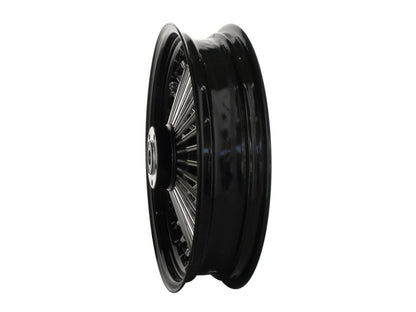 16in. x 3.5in. Mammoth Fat Spoke Rear Wheel - Gloss Black & Chrome. Fits Softail 2000-2007, Dyna 2000-2005, Sportster 2000-2004 & Touring 2000-2001.