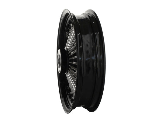 16in. x 3.5in. Mammoth Fat Spoke Rear Wheel - Gloss Black & Chrome. Fits Softail 2000-2007, Dyna 2000-2005, Sportster 2000-2004 & Touring 2000-2001.