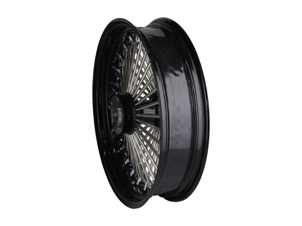 18in. x 4.25in. Mammoth Fat Spoke Rear Wheel - Gloss Black & Chrome. Fits Dyna 2012-2017 & Sportster 2014-2021.