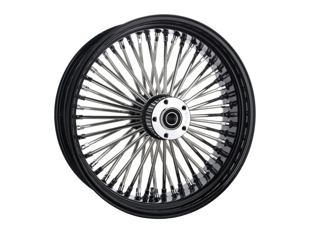 18in. x 5.5in. Mammoth Fat Spoke Rear Wheel - Gloss Black & Chrome. Fits Touring 2009up with ABS & Cush Drive.