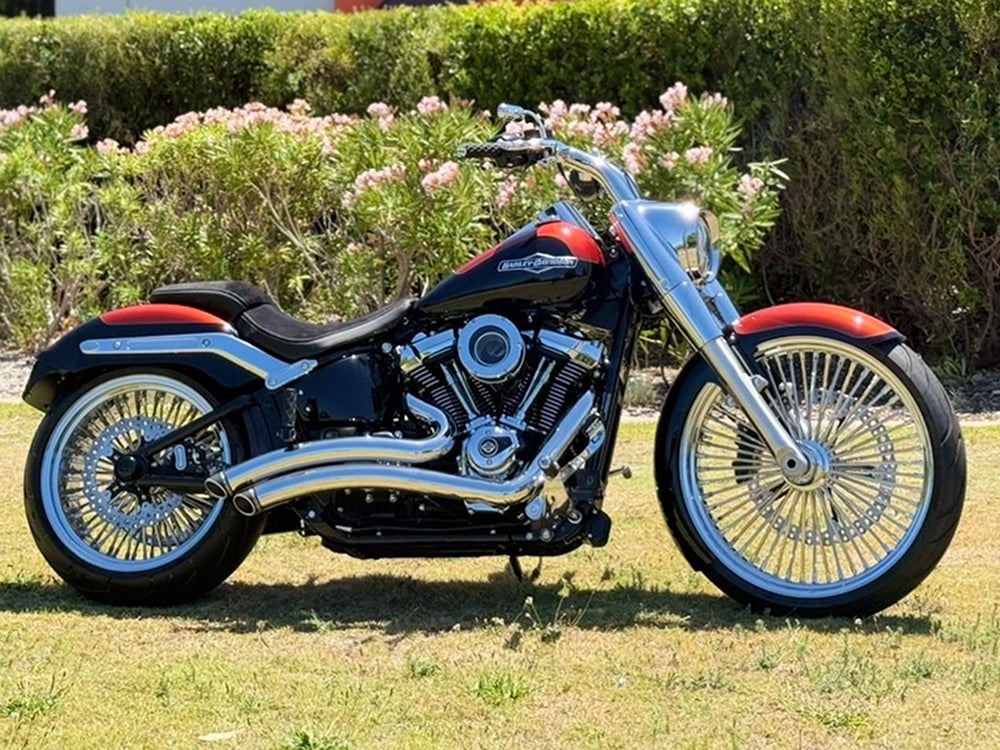 18in. x 8.5in. Mammoth Fat Spoke Rear Wheel - Chrome. Fits Breakout, Fat Boy & FXDR 2018up Models with ABS.