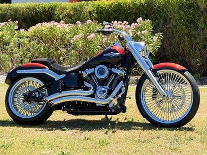18in. x 8.5in. Mammoth Fat Spoke Rear Wheel - Chrome. Fits Breakout, Fat Boy & FXDR 2018up Models with ABS.