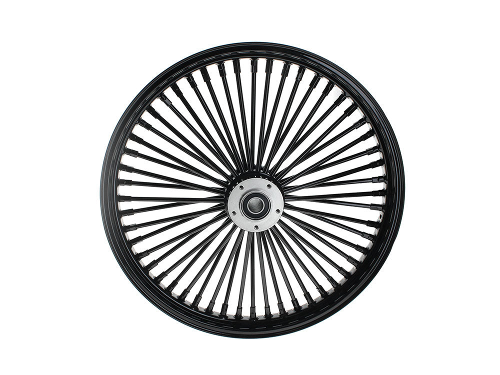 21in. x 2.15in. Mammoth Fat Spoke Front Wheel - Gloss Black. Fits Dual Disc Mid Glide Dyna Low Rider 2014-2017