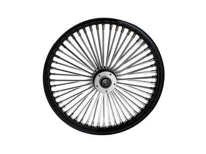 21in. x 2.15in. Mammoth Fat Spoke Front Wheel - Gloss Black & Chrome. Fits Dual Disc Mid Glide Dyna Low Rider 2014-2017
