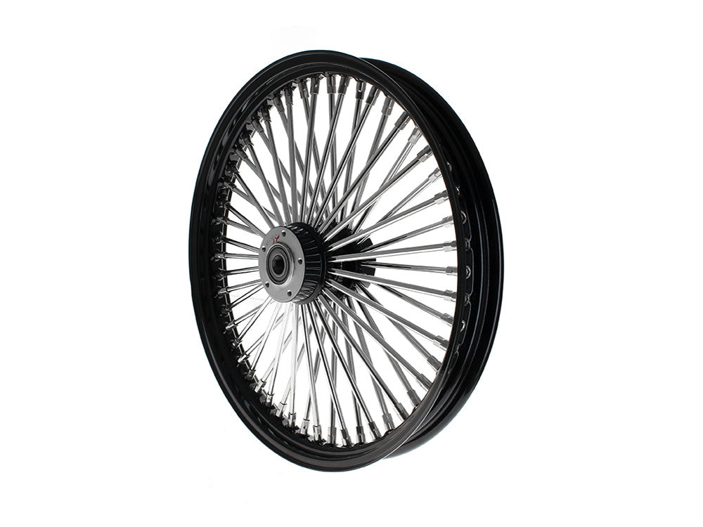 21in. x 2.15in. Mammoth Fat Spoke Front Wheel - Gloss Black & Chrome. Fits Dual Disc Mid Glide Dyna Low Rider 2014-2017