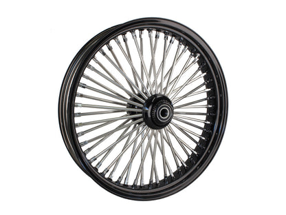 21in. x 3.5in. Mammoth Fat Spoke Front Wheel - Gloss Black & Chrome. Fits Softail Heritage 2011up, Deluxe 2011-2020, Slim 2012-2021 & Fatboy 2011-2017