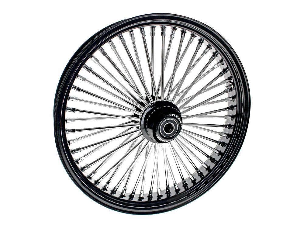21in. x 3.5in. Mammoth Fat Spoke Front Wheel - Gloss Black & Chrome. Fits Fatboy 2018up