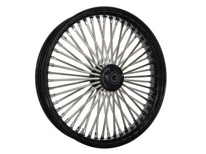 21in. x 3.5in. Mammoth Fat Spoke Front Wheel - Gloss Black & Chrome. Fits Mid Glide Dyna 2012-2017 & FX Softail 2018up.