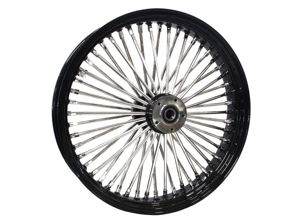 21in. x 3.5in. Mammoth Fat Spoke Front Wheel - Gloss Black & Chrome. Fits Dyna Fat Bob 2012-2017 & CVO Pro Street Breakout 2016-2017