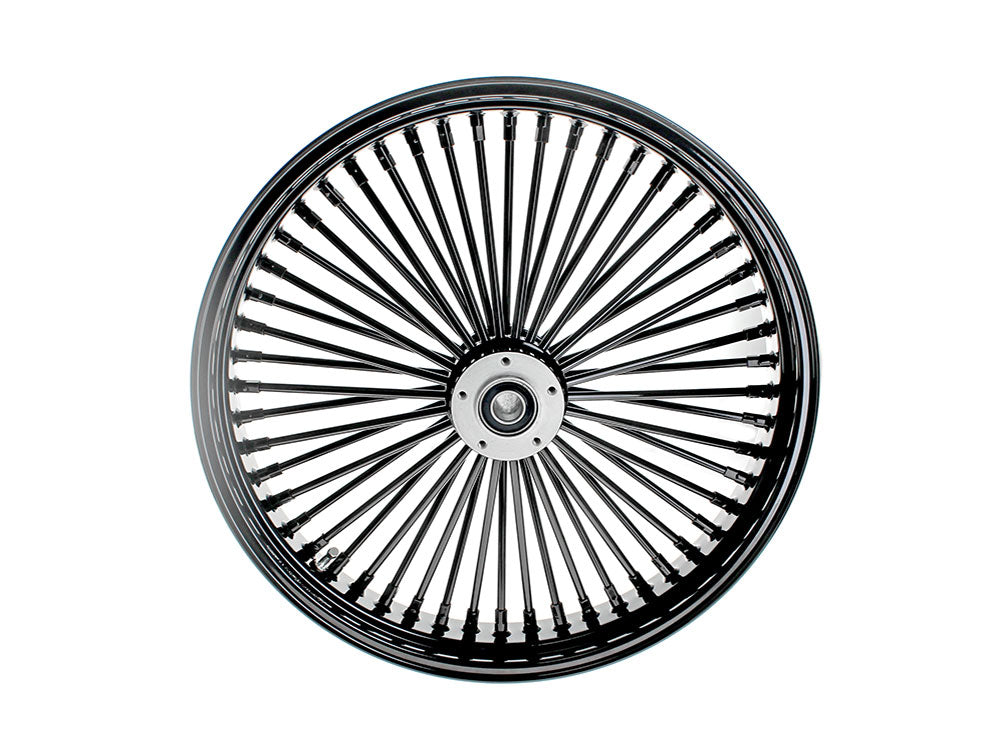 21in. x 3.5in. Mammoth Fat Spoke Front Wheel - Gloss Black. Fits Dual Disc Mid Glide Dyna Low Rider 2014-2017