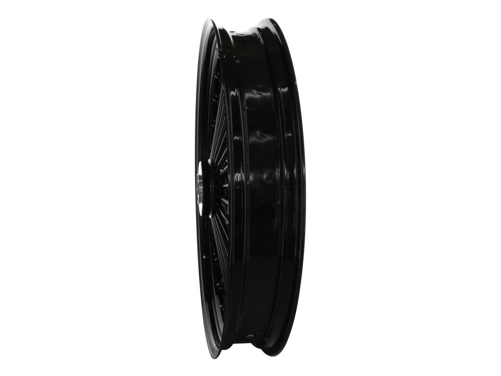 23in. x 3.5in. Mammoth Fat Spoke Front Wheel - Gloss Black. Fits Mid Glide Dyna 2012-2017 & FX Softail 2018up.