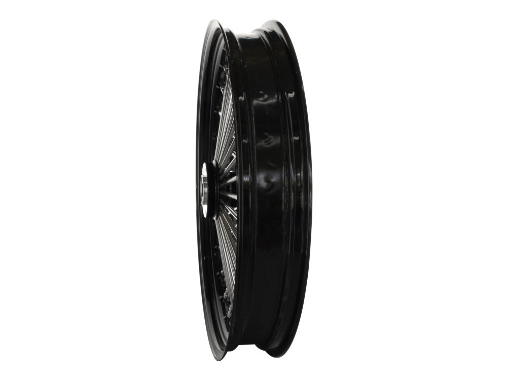 23in. x 3.5in. Mammoth Fat Spoke Front Wheel - Gloss Black & Chrome. Fits Mid Glide Dyna 2012-2017 & FX Softail 2018up.