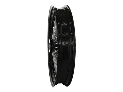 23in. x 3.5in. Mammoth Fat Spoke Front Wheel - Gloss Black & Chrome. Fits Mid Glide Dyna 2012-2017 & FX Softail 2018up.