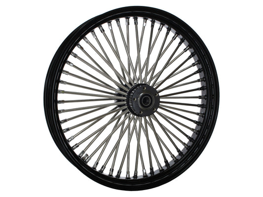 23in. x 3.5in. Mammoth Fat Spoke Front Wheel - Gloss Black & Chrome. Fits Softail Breakout 2013up.