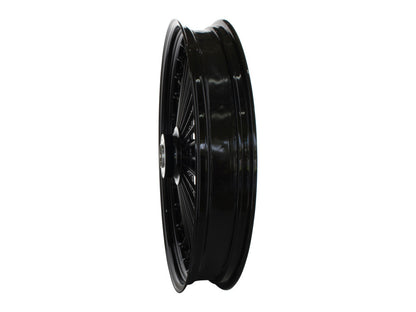 23in. x 3.5in. Mammoth Fat Spoke Front Wheel - Gloss Black. Fits Softail Heritage 2011up, Deluxe 2011-2020, Slim 2012-2021 & Fatboy 2011-2017