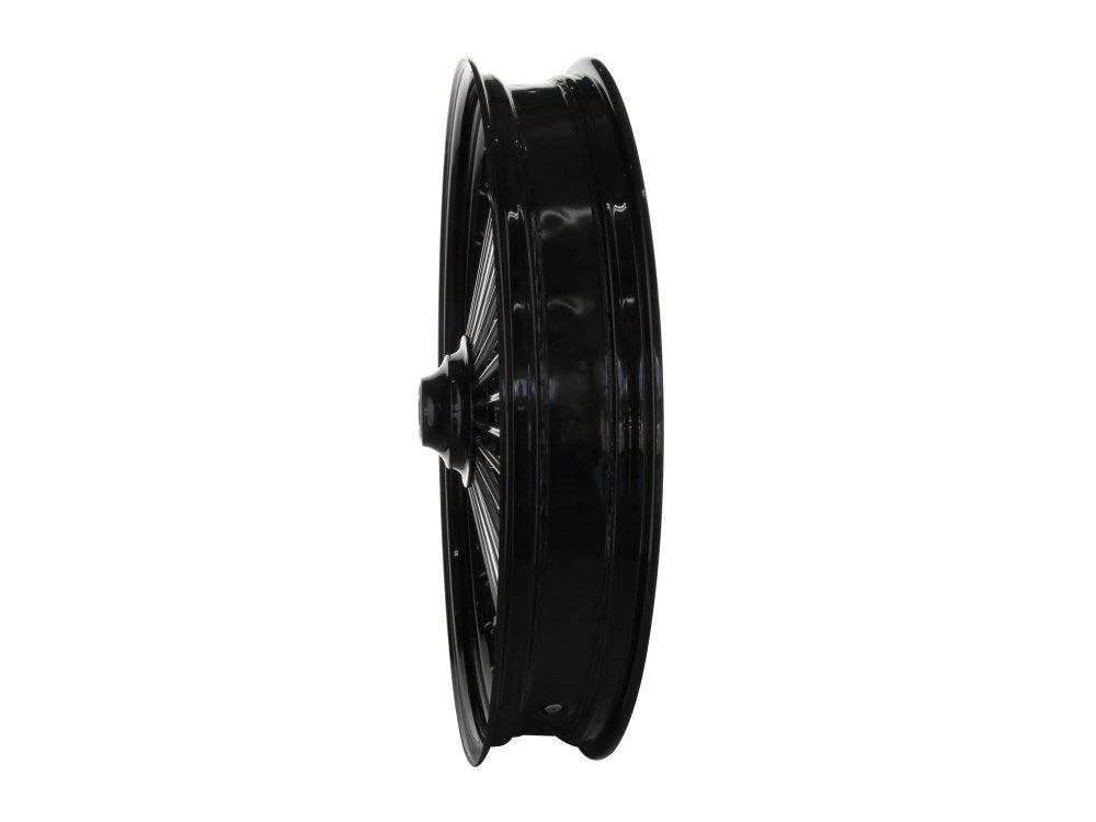 23in. x 3.5in. Mammoth Fat Spoke Front Wheel - Gloss Black & Chrome. Fits Softail Heritage 2011up, Deluxe 2011-2020, Slim 2012-2021 & Fatboy 2011-2017