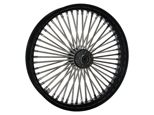 23in. x 3.5in. Mammoth Fat Spoke Front Wheel - Gloss Black & Chrome. Fits Touring 2008up.