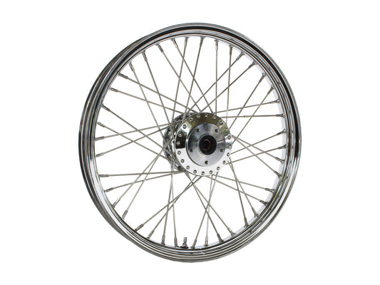 21in. x 2.15in. 40 Spoke Cross Laced Front Wheel - Chrome. Fits FX Softail 2000-2006 & Dyna Wide Glide 2000-2005.