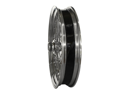 21in. x 3.5in. 40 Spoke Cross Laced Front Wheel - Chrome. Fits Softail Heritage 2011up, Deluxe 2011-2020, Slim 2012-2021 & Fatboy 2011-2017