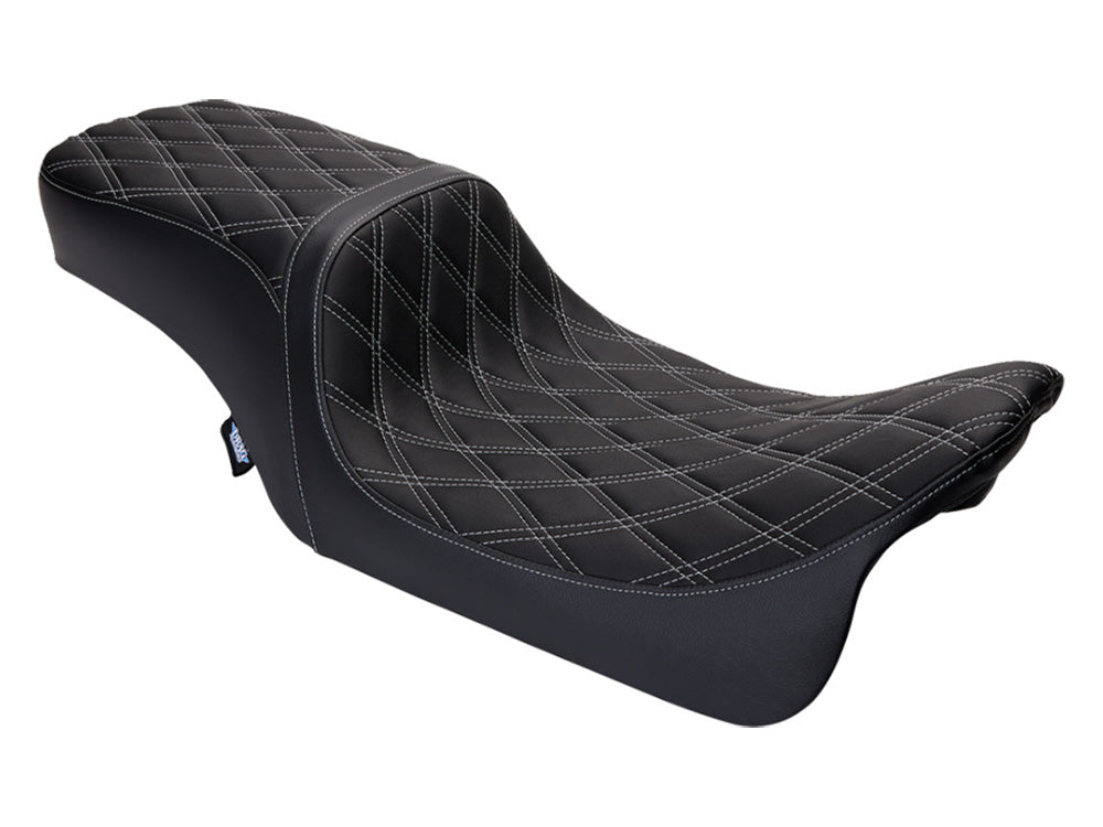 Performance Predator 2up Dual Seat with Silver Double Diamond Lattice Stitch. Fits Most Touring 2008-2024