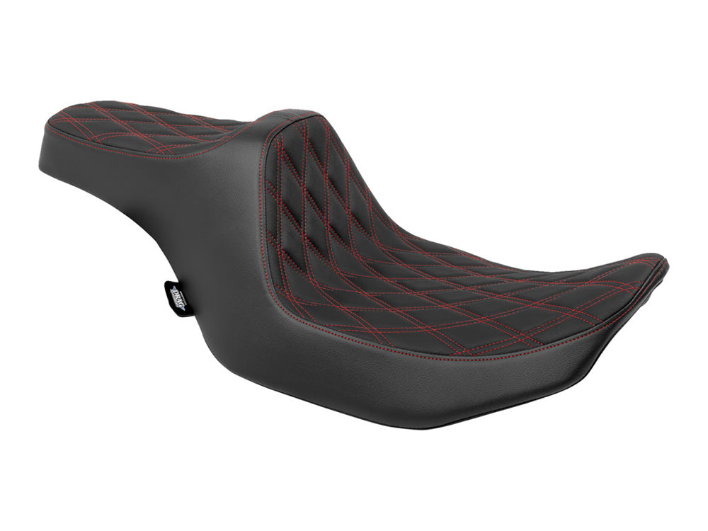 Predator 3 Dual Seat with Red Double Diamond Lattice Stitch. Fits CVO Touring 2023up, Street Glide & Road Glide 2024up, Touring 2025up