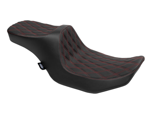 Predator 3, 2up Dual Seat with Red Double Diamond Lattice Stitch. Fits CVO Touring 2023up, Street Glide & Road Glide 2024up, Touring 2025up