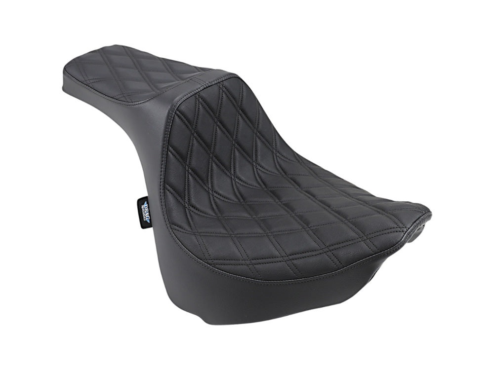 Predator 3 Dual Seat with Black Double Diamond Lattice Stitch. Fits Fat Bob 2018-2024