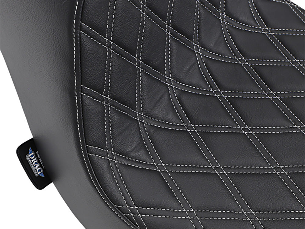 Predator 3 Dual Seat with Silver Double Diamond Lattice Stitch. Fits Fat Boy 2018up & Breakout 2023up