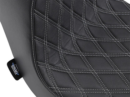 Predator 3 Dual Seat with Silver Double Diamond Lattice Stitch. Fits Fat Boy 2018up & Breakout 2023up