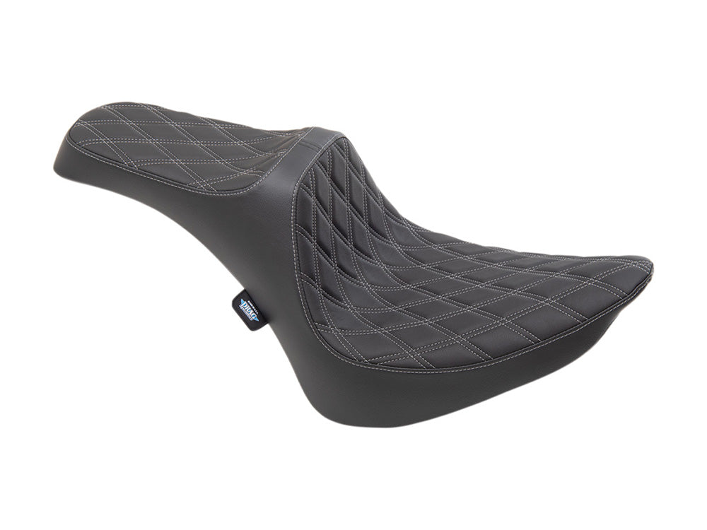 Predator 3 Dual Seat with Silver Double Diamond Lattice Stitch. Fits Softail 1984-1999
