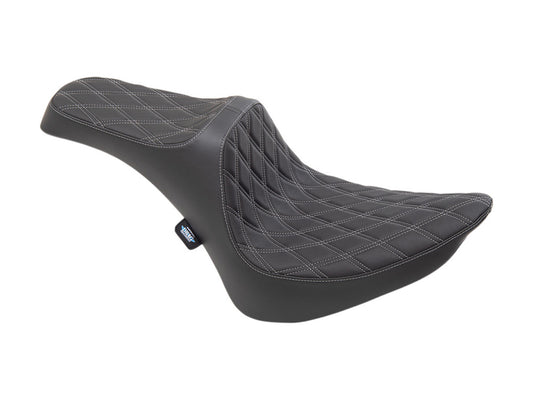 Predator 3 Dual Seat with Silver Double Diamond Lattice Stitch. Fits Softail 1984-1999