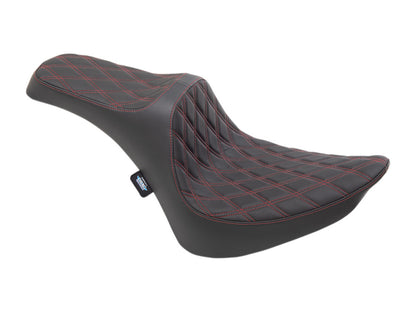 Predator 3 Dual Seat with Red Double Diamond Lattice Stitch. Fits Softail 1984-1999