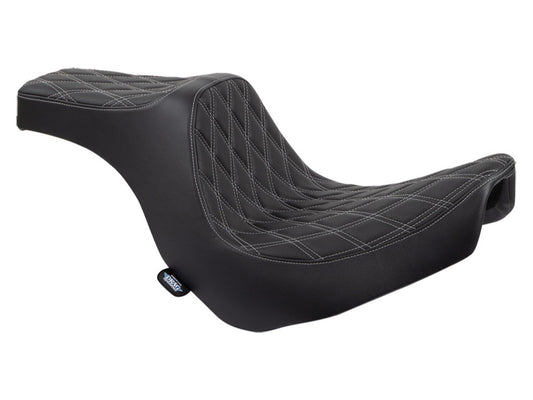 Predator 3 Dual Seat with Silver Double Diamond Lattice Stitch. Fits Sport Glide & Low Rider 2018up, Low Rider S 2020up & Low Rider ST 2022up