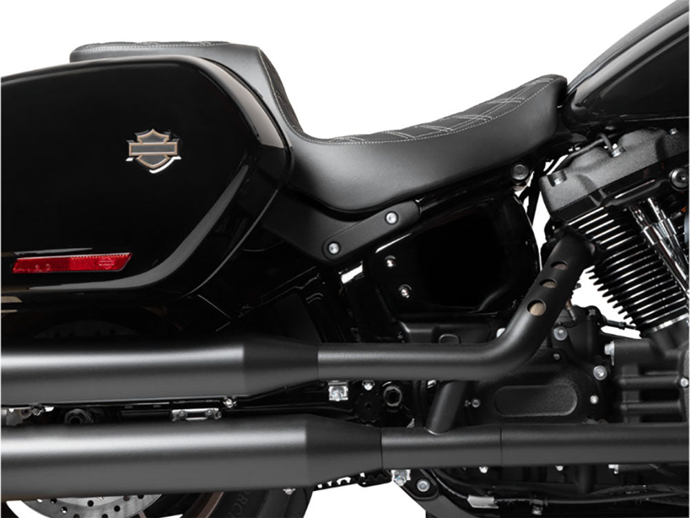 Performance Predator 2up Dual Seat with Silver Double Diamond Lattice Stitch. Fits Sport Glide & Low Rider 2018up, Low Rider S 2020up & Low Rider ST 2022up