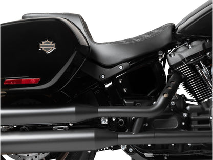 Performance Predator 2up Dual Seat with Silver Double Diamond Lattice Stitch. Fits Sport Glide & Low Rider 2018up, Low Rider S 2020up & Low Rider ST 2022up