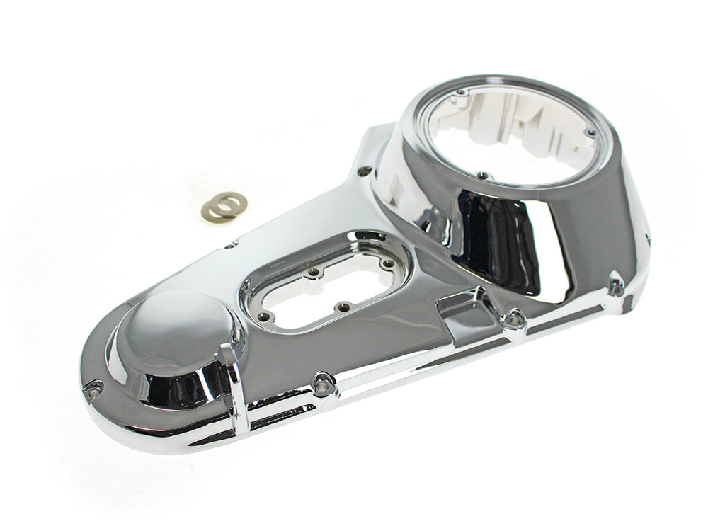 Outer Primary Cover with Running Board Lugs - Chrome. Fits 4Spd FLH 1970-1984