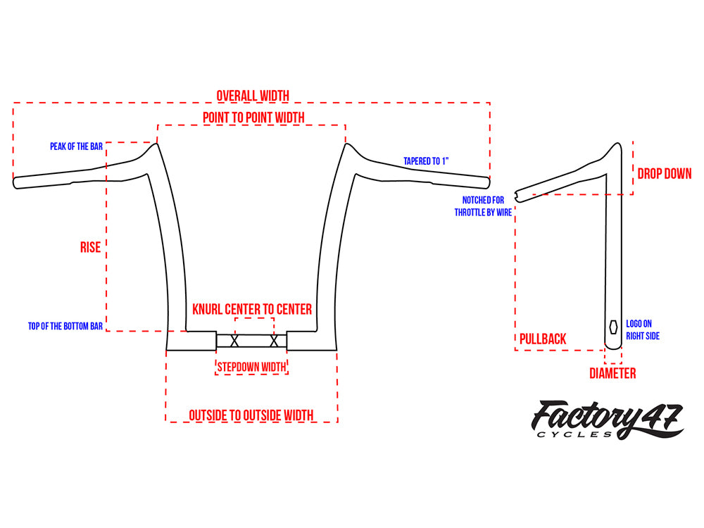 12in. x 1-1/2in. Legacy Rivera Handlebar - Gloss Black. Fits Road Glide 2015-2023