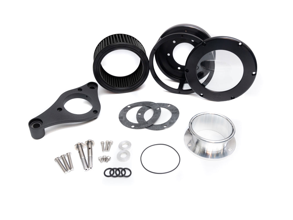 BA Air Cleaner Kit - Black with Clear Cover. Fits Touring 2017-2024 & Softail 2018-2024