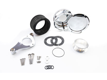 BA Air Cleaner Kit - Chrome with Solid Cover. Fits Touring 2017-2024 & Softail 2018-2024