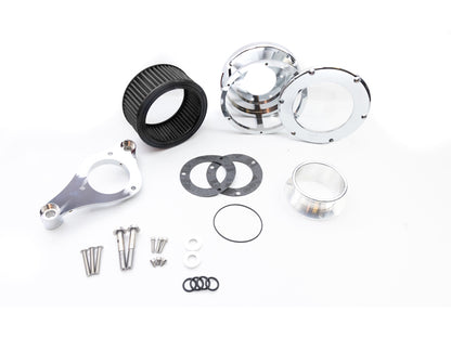 BA Air Cleaner Kit - Chrome with Clear Cover. Fits Touring 2017-2024 & Softail 2018-2024