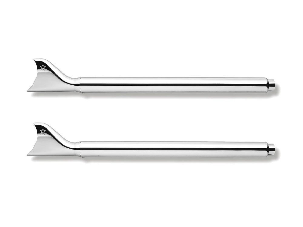 2-1/2in. Sharktail Slip-On Mufflers - Chrome. Fits Touring 1995-2016 & Trike 2017-2020.