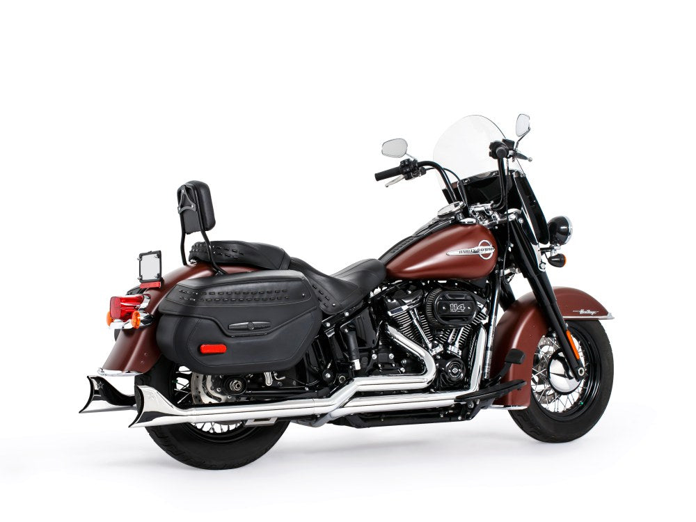 33in. True Dual SharkTail Exhaust - Chrome. Fits Softail 2018up with Non-240 Rear Tyre