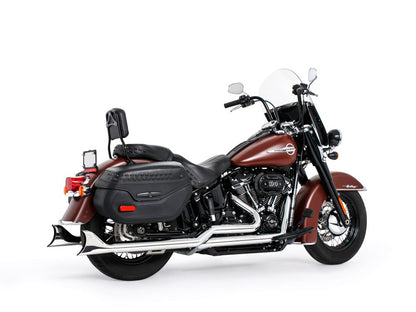 33in. True Dual SharkTail Exhaust - Chrome. Fits Softail 2018up with Non-240 Rear Tyre