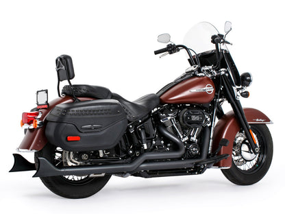 33in. True Dual SharkTail Exhaust - Black. Fits Softail 2018up with Non-240 Rear Tyre