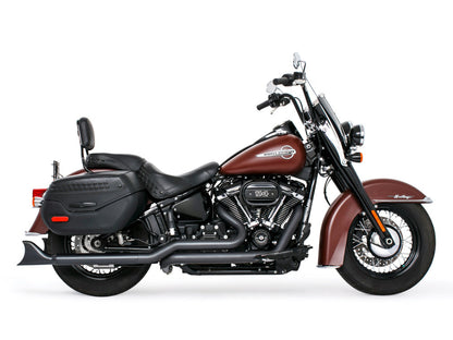 33in. True Dual SharkTail Exhaust - Black. Fits Softail 2018up with Non-240 Rear Tyre
