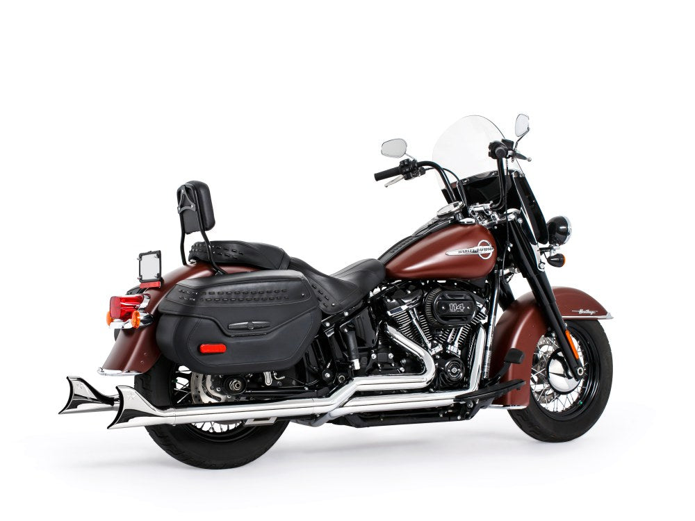 36in. True Dual SharkTail Exhaust - Chrome. Fits Softail 2018up with Non-240 Rear Tyre