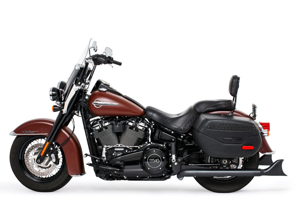 36in. True Dual SharkTail Exhaust - Black. Fits Softail 2018up with Non-240 Rear Tyre