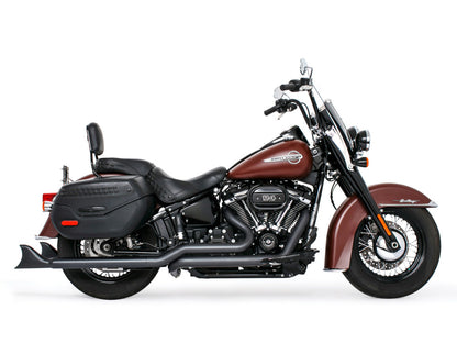 36in. True Dual SharkTail Exhaust - Black. Fits Softail 2018up with Non-240 Rear Tyre